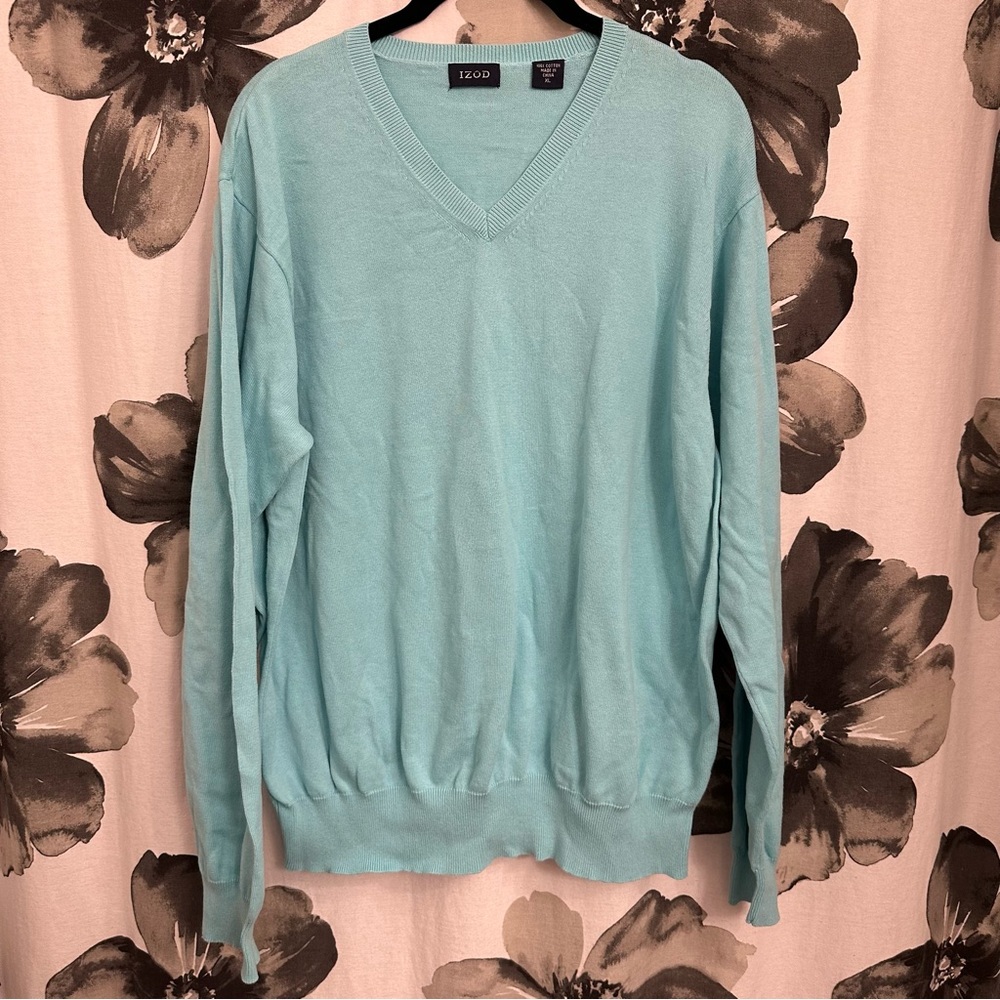 Men's V-Neck Turquoise Sweater - IZOD